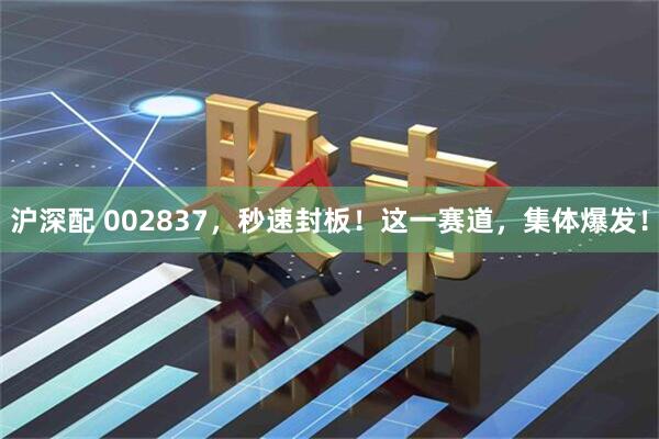 沪深配 002837，秒速封板！这一赛道，集体爆发！