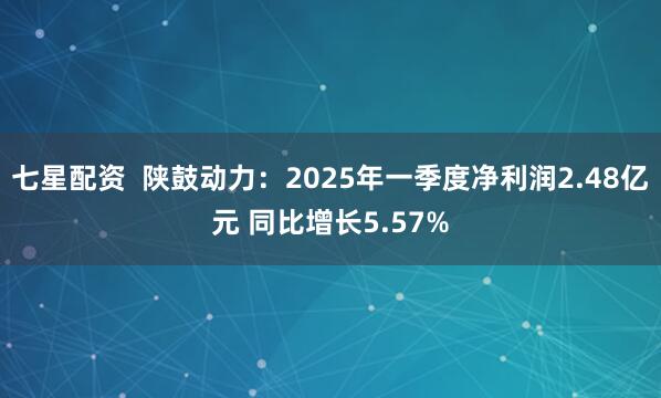 七星配资  陕鼓动力：2025年一季度净利润2.48亿元 同比增长5.57%